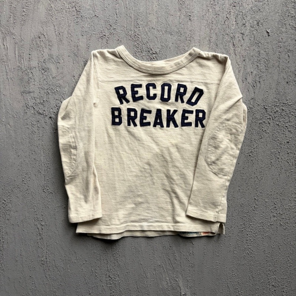 Denim Dungaree Long Sleeve Shirt Medium 130CM White Japan Baby Tee